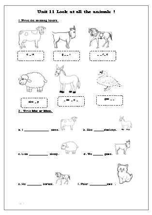 Giáo án môn Family and Friends special edition Lớp 4 - Unit 11: Look at all the animals