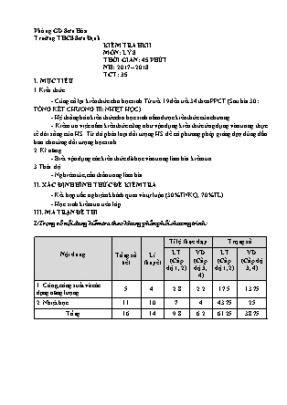 Đề kiểm tra 1 tiết môn Vật Lý Lớp 8 - Học kì 2 - Năm học 2017-2018 - Trường THCS Sơn Định