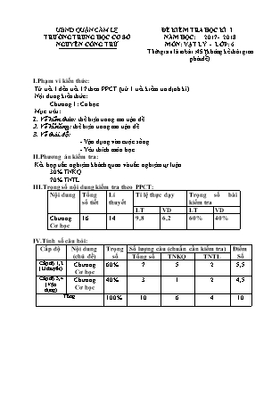 Đề kiểm tra môn Vật Lý Khối 6 - Học kì 1 - Năm học 2017-2018 - Trường THCS Nguyễn Công Trứ