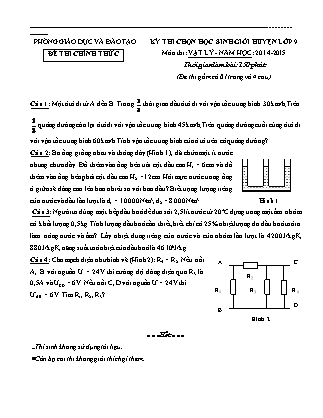 Đề thi chọn học sinh giỏi huyện môn Vật Lý Khối 9 - Năm học 2014-2015 (Bản đẹp)