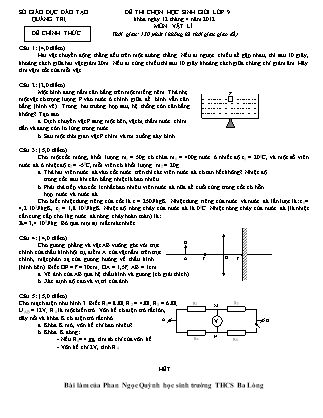 Đề thi chọn học sinh giỏi môn Vật Lý Lớp 9 - Năm học 2011-2012 - Sở giáo dục và đào tạo Quảng Trị
