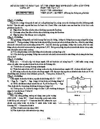 Đề thi chọn học sinh giỏi môn Vật Lý Lớp 9 - Năm học 2013-2014 - Sở giáo dục và đào tạo Long An