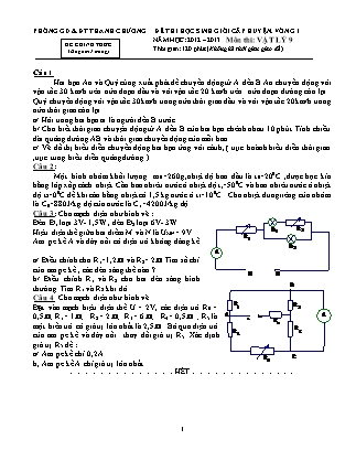 Đề thi học sinh giỏi cấp huyện môn Vật Lý 9 - Năm học 2012-2013 - Phòng Giáo dục và đào tạo Thanh Chương