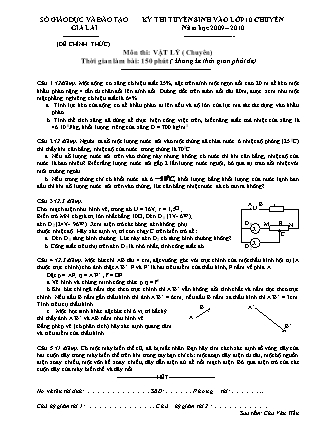 Đề thi tuyển sinh vào Lớp 10 môn Vật Lý - Năm học 2009-2010