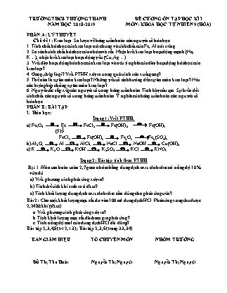 Đề cương Ôn tập môn Khoa học tự nhiên Khối 9 - Học kì I - Năm học 2018-2019 - Trường THCS Thượng Thanh