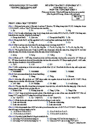 Đề kiểm tra chất lượng Lớp 9 - Học kì I - Đề số 4 - Năm học 2017-2018 - Trường THCS Quang Sơn