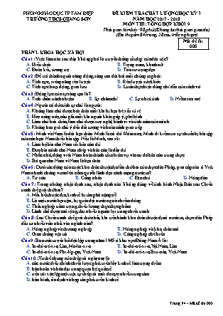 Đề kiểm tra chất lượng Lớp 9 - Học kì I - Đề số 5 - Năm học 2017-2018 - Trường THCS Quang Sơn