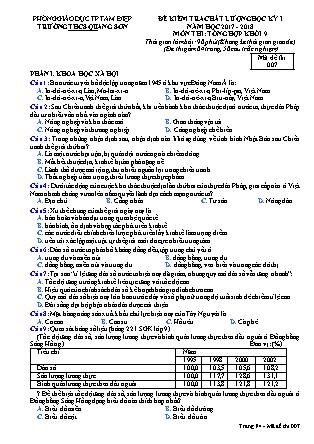 Đề kiểm tra chất lượng Lớp 9 - Học kì I - Đề số 7 - Năm học 2017-2018 - Trường THCS Quang Sơn