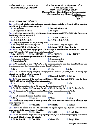 Đề kiểm tra chất lượng Lớp 9 - Học kì I - Đề số 9 - Năm học 2017-2018 - Trường THCS Quang Sơn