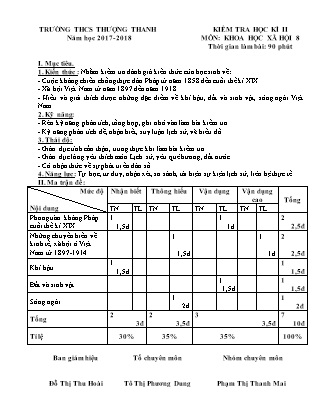 Đề Kiểm tra môn Khoa học xã hội Khối 8 - Học kì II - Năm học 2017-2018 - Trường THCS Thượng Thanh