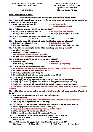 Đề kiểm tra môn Khoa học xã hội Lớp 9 - Học kì 1 - Đề số 2 - Năm học 2018-2019 - Trường THCS Thượng Thanh