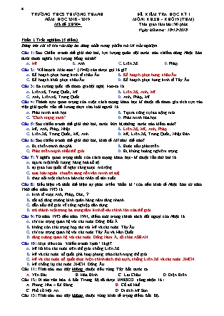 Đề kiểm tra môn Khoa học xã hội Lớp 9 - Học kì 1 - Đề số 4 - Năm học 2018-2019 - Trường THCS Thượng Thanh