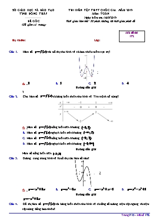 Đề thi diễn tập Trung học phổ thông quốc gia môn Toán Lớp 12 - Năm học 2018-2019 - Sở Giáo dục và đào tạo Tỉnh Đồng Tháp