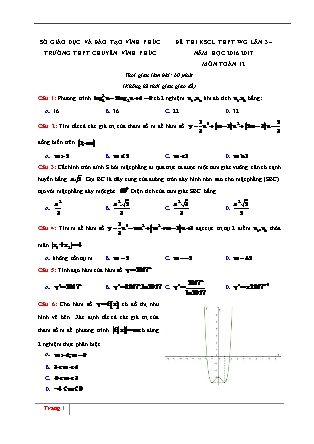 Đề thi khảo sát chất lượng Trung học phổ thông quốc gia lần 3 môn Toán Lớp 12 - Năm học 2016-2017 - Trường THPT Chuyên Vĩnh Phúc