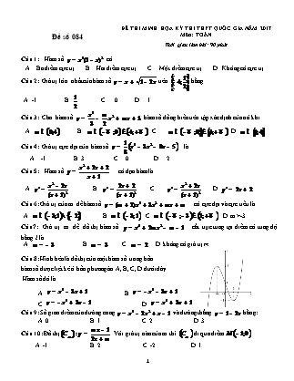 Đề thi minh học kì thi Trung học phổ thông quốc gia môn Toán Lớp 12 - Đề số 84 - Sở Giáo dục và đào tạo Hà Tĩnh