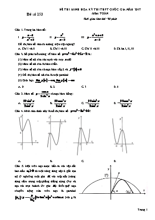 Đề thi minh học kì thi Trung học phổ thông quốc gia môn Toán Lớp 12 - Đề số 153 (Kèm đáp án)