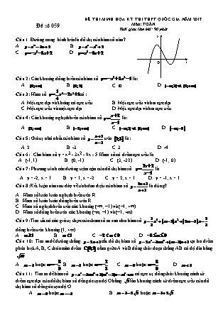Đề thi minh học kì thi Trung học phổ thông quốc gia môn Toán Lớp 12 - Đề số 59 (Kèm đáp án)