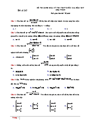 Đề thi minh học kì thi Trung học phổ thông quốc gia môn Toán Lớp 12 - Đề số 145 (Kèm đáp án)