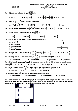Đề thi minh học kì thi Trung học phổ thông quốc gia môn Toán - Đề số 3 (Kèm đáp án)