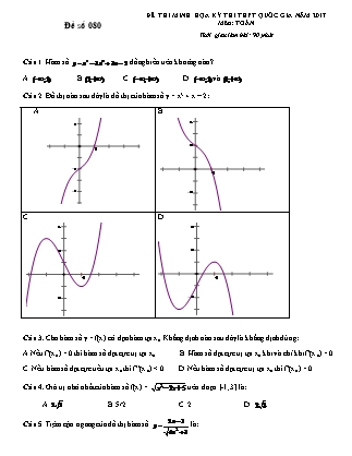 Đề thi minh học kì thi Trung học phổ thông quốc gia môn Toán Lớp 12 - Đề số 80 - Sở Giáo dục và đào tạo Hà Tĩnh