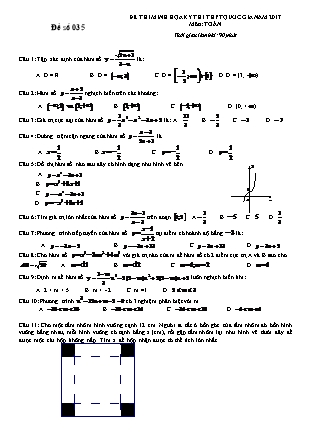 Đề thi minh học kì thi Trung học phổ thông quốc gia môn Toán - Đề số 35 (Kèm đáp án)