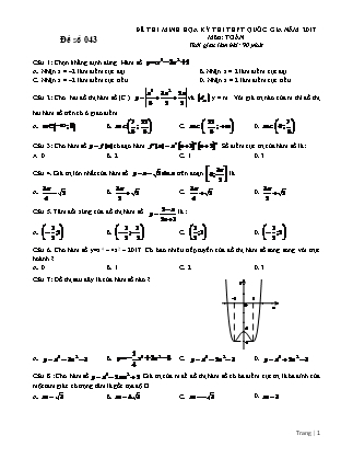 Đề thi minh học kì thi Trung học phổ thông quốc gia môn Toán - Đề số 43 (Kèm đáp án)