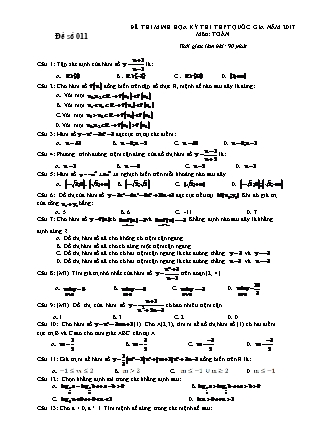 Đề thi minh học kì thi Trung học phổ thông quốc gia môn Toán - Đề số 11 (Kèm đáp án)