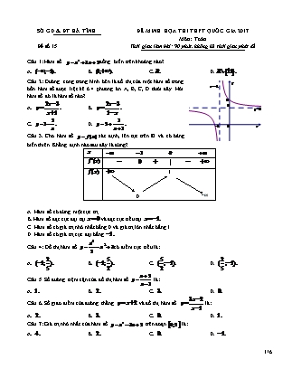 Đề thi minh học kì thi Trung học phổ thông quốc gia môn Toán Lớp 12 - Đề số 15 - Sở Giáo dục và đào tạo Hà Tĩnh