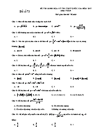 Đề thi minh học kì thi Trung học phổ thông quốc gia môn Toán Lớp 12 - Đề số 73 - Sở Giáo dục và đào tạo Hà Tĩnh