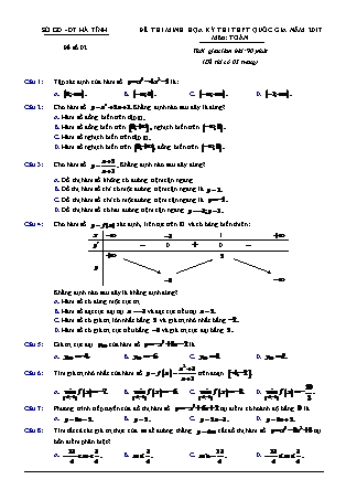 Đề thi minh học kì thi Trung học phổ thông quốc gia môn Toán Lớp 12 - Đề số 2 - Sở Giáo dục và đào tạo Hà Tĩnh