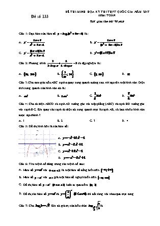 Đề thi minh học kì thi Trung học phổ thông quốc gia môn Toán Lớp 12 - Đề số 133 (Kèm đáp án)