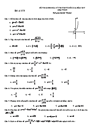 Đề thi minh học kì thi Trung học phổ thông quốc gia môn Toán Lớp 12 - Đề số 79 - Sở Giáo dục và đào tạo Hà Tĩnh