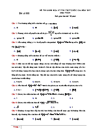 Đề thi minh học kì thi Trung học phổ thông quốc gia môn Toán - Đề số 8 (Kèm đáp án)