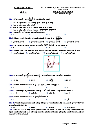 Đề thi minh học kì thi Trung học phổ thông quốc gia môn Toán Lớp 12 - Đề số 11 - Sở Giáo dục và đào tạo Hà Tĩnh