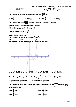 Đề thi minh học kì thi Trung học phổ thông quốc gia môn Toán - Đề số 27 (Kèm đáp án)