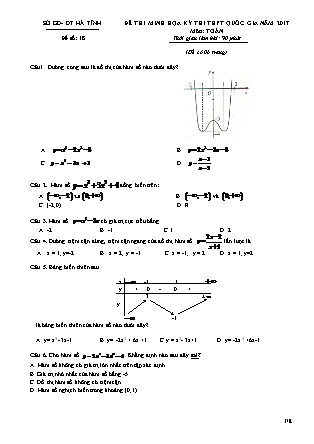 Đề thi minh học kì thi Trung học phổ thông quốc gia môn Toán Lớp 12 - Đề số 18 - Sở Giáo dục và đào tạo Hà Tĩnh