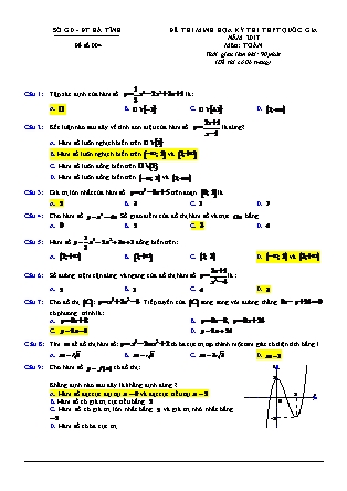 Đề thi minh học kì thi Trung học phổ thông quốc gia môn Toán Lớp 12 - Đề số 4 - Sở Giáo dục và đào tạo Hà Tĩnh