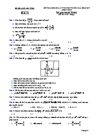 Đề thi minh học kì thi Trung học phổ thông quốc gia môn Toán Lớp 12 - Đề số 12 - Sở Giáo dục và đào tạo Hà Tĩnh