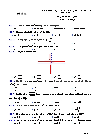 Đề thi minh học kì thi Trung học phổ thông quốc gia môn Toán - Đề số 18 (Kèm đáp án)