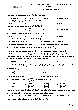 Đề thi minh học kì thi Trung học phổ thông quốc gia môn Toán Lớp 12 - Đề số 150 (Kèm đáp án)