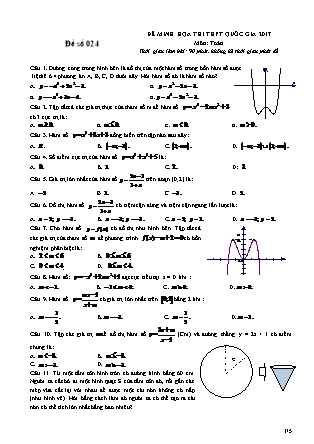 Đề thi minh học kì thi Trung học phổ thông quốc gia môn Toán - Đề số 24 (Kèm đáp án)