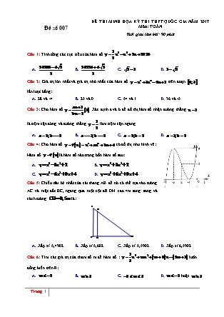 Đề thi minh học kì thi Trung học phổ thông quốc gia môn Toán - Đề số 7 (Kèm đáp án)