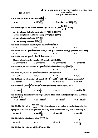 Đề thi minh học kì thi Trung học phổ thông quốc gia môn Toán - Đề số 29 (Kèm đáp án)