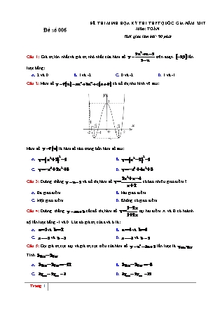 Đề thi minh học kì thi Trung học phổ thông quốc gia môn Toán - Đề số 6 (Kèm đáp án)