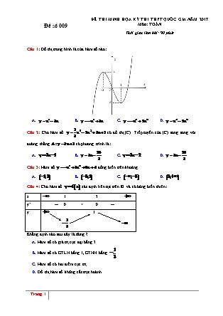 Đề thi minh học kì thi Trung học phổ thông quốc gia môn Toán - Đề số 9 (Kèm đáp án)