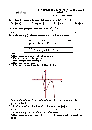 Đề thi minh học kì thi Trung học phổ thông quốc gia môn Toán Lớp 12 - Đề số 86 - Sở Giáo dục và đào tạo Hà Tĩnh