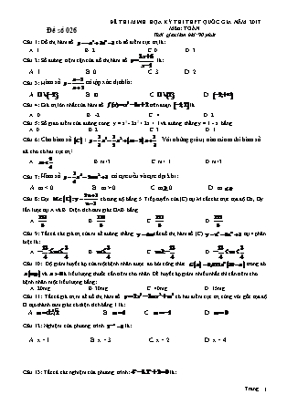 Đề thi minh học kì thi Trung học phổ thông quốc gia môn Toán - Đề số 26 (Kèm đáp án)