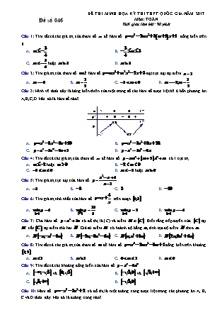 Đề thi minh học kì thi Trung học phổ thông quốc gia môn Toán - Đề số 46 (Kèm đáp án)