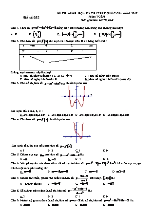 Đề thi minh học kì thi Trung học phổ thông quốc gia môn Toán - Đề số 32 (Kèm đáp án)