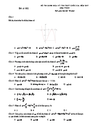 Đề thi minh học kì thi Trung học phổ thông quốc gia môn Toán Lớp 12 - Đề số 81